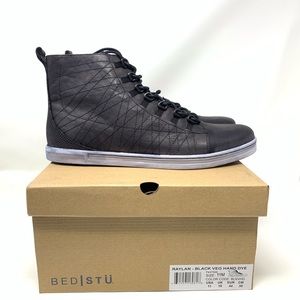 BedStu Raylan Black Hi Top Leather Sneaker